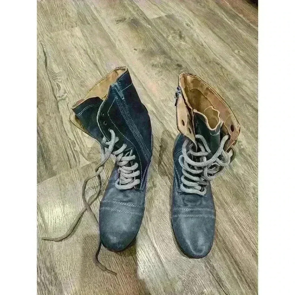 Candies Shoes - Candies Boho Canash Blue Vegan Leather Boots  SZ 6
